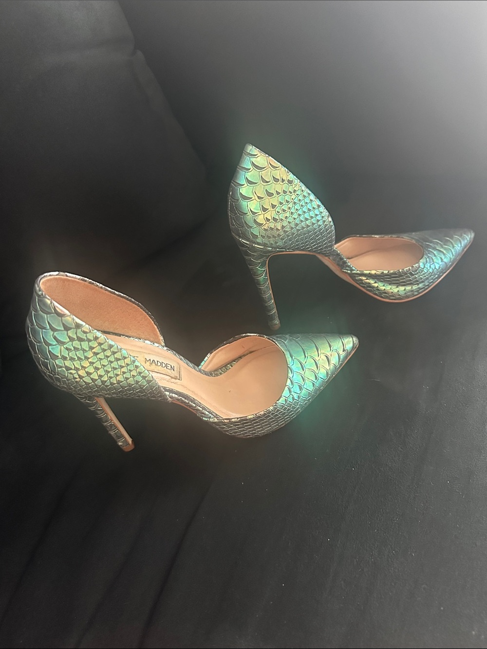 Steve Madden Iridescent Mermaid-Scale Pointed Toe Pumps - Green/Blue - Picture 2 of 5
